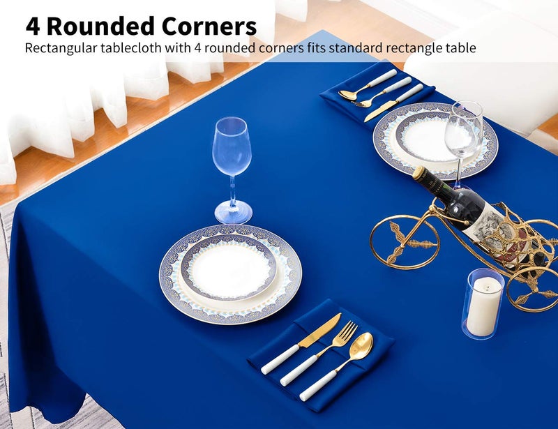 Surmente Blue Tablecloth 90 x 132-inch Rectangular Polyester Table Cloth for Weddings, Banquets, or Restaurants - Image 3